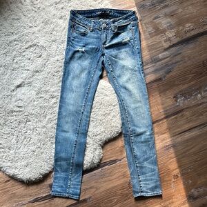 American Eagle Outfitters Distressed Blue Skinny Jeans